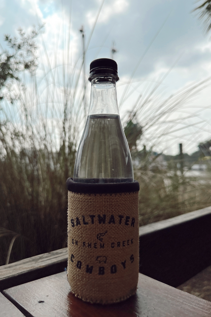 BURLAP SALTWATER COWBOYS KOOZIE