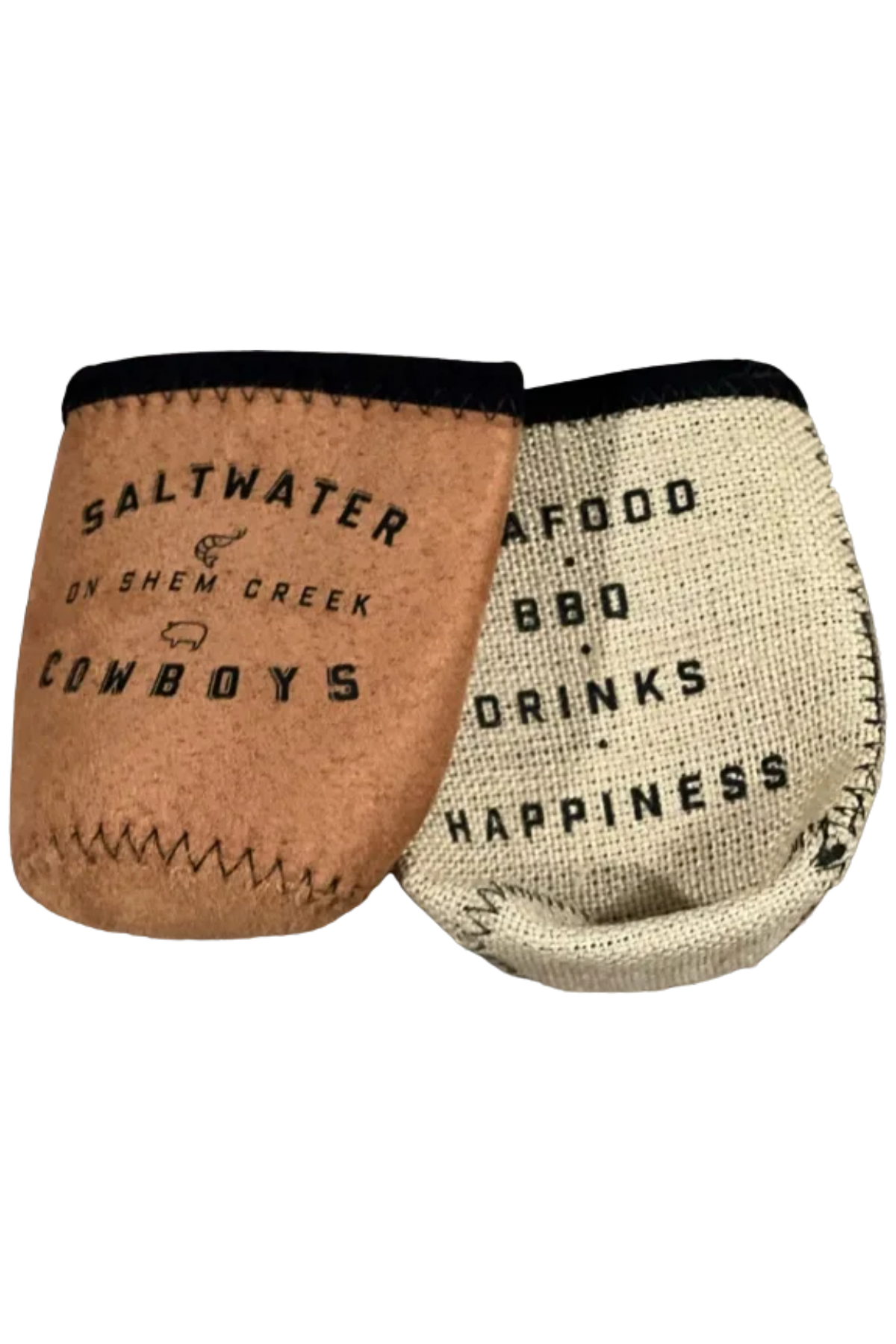 BURLAP SALTWATER COWBOYS KOOZIE